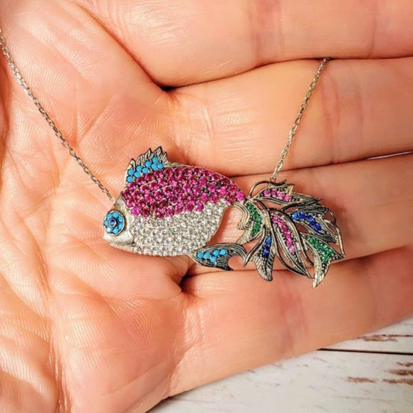 Sterling Silver Tropical Fish Necklace - Picture 2 of 8